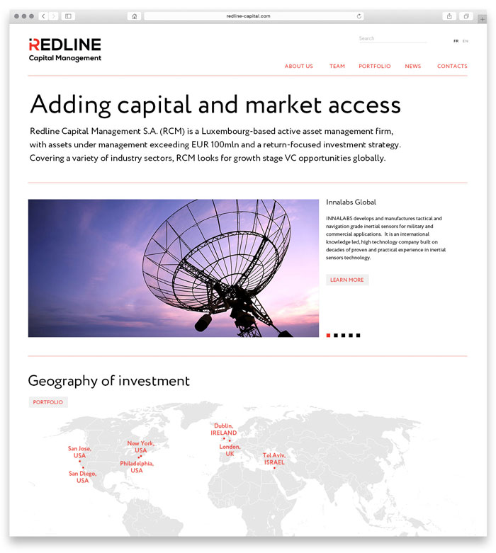 Сайт инвестиционной компании Redline